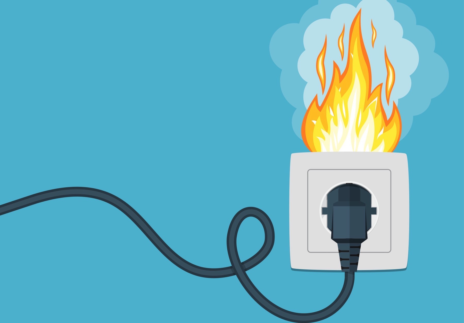 electrical outlet on fire